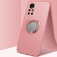 Funda Silicona Carcasa Ultrafina Goma con Magnetico Anillo de dedo Soporte A01 para Huawei Nova 8 Pro 5G Oro Rosa