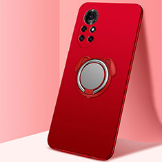 Funda Silicona Carcasa Ultrafina Goma con Magnetico Anillo de dedo Soporte A01 para Huawei Nova 8 Pro 5G Rojo