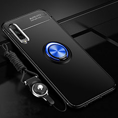 Funda Silicona Carcasa Ultrafina Goma con Magnetico Anillo de dedo Soporte A01 para Huawei P Smart Pro (2019) Azul y Negro