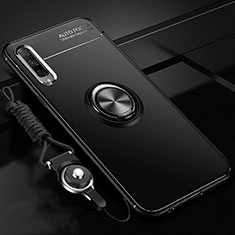 Funda Silicona Carcasa Ultrafina Goma con Magnetico Anillo de dedo Soporte A01 para Huawei P Smart Pro (2019) Negro