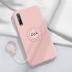 Funda Silicona Carcasa Ultrafina Goma con Magnetico Anillo de dedo Soporte A01 para Huawei P smart S Rosa