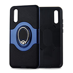 Funda Silicona Carcasa Ultrafina Goma con Magnetico Anillo de dedo Soporte A01 para Huawei P20 Azul