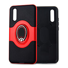 Funda Silicona Carcasa Ultrafina Goma con Magnetico Anillo de dedo Soporte A01 para Huawei P20 Rojo