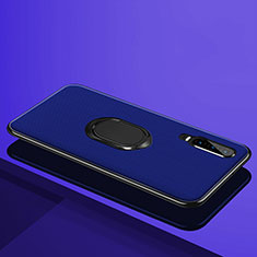 Funda Silicona Carcasa Ultrafina Goma con Magnetico Anillo de dedo Soporte A01 para Huawei P30 Azul