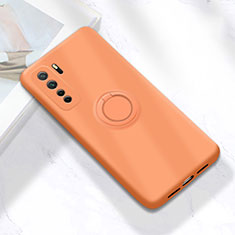 Funda Silicona Carcasa Ultrafina Goma con Magnetico Anillo de dedo Soporte A01 para Huawei P40 Lite 5G Naranja