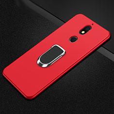 Funda Silicona Carcasa Ultrafina Goma con Magnetico Anillo de dedo Soporte A01 para Nokia 7 Plus Rojo