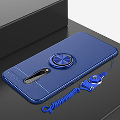 Funda Silicona Carcasa Ultrafina Goma con Magnetico Anillo de dedo Soporte A01 para OnePlus 8 Azul