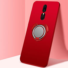 Funda Silicona Carcasa Ultrafina Goma con Magnetico Anillo de dedo Soporte A01 para Oppo A9X Rojo