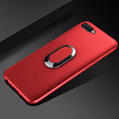 Funda Silicona Carcasa Ultrafina Goma con Magnetico Anillo de dedo Soporte A01 para Oppo R15X Rojo