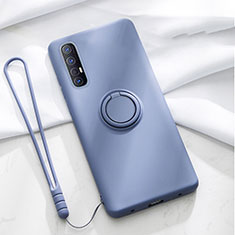 Funda Silicona Carcasa Ultrafina Goma con Magnetico Anillo de dedo Soporte A01 para Oppo Reno3 Pro Gris