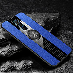 Funda Silicona Carcasa Ultrafina Goma con Magnetico Anillo de dedo Soporte A01 para Realme X2 Pro Azul