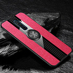 Funda Silicona Carcasa Ultrafina Goma con Magnetico Anillo de dedo Soporte A01 para Realme X2 Pro Rosa Roja