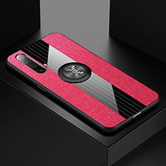Funda Silicona Carcasa Ultrafina Goma con Magnetico Anillo de dedo Soporte A01 para Realme X50 5G Rosa Roja