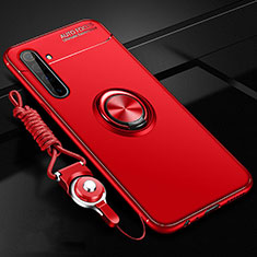 Funda Silicona Carcasa Ultrafina Goma con Magnetico Anillo de dedo Soporte A01 para Realme X50 Pro 5G Rojo