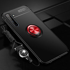 Funda Silicona Carcasa Ultrafina Goma con Magnetico Anillo de dedo Soporte A01 para Realme X50 Pro 5G Rojo y Negro