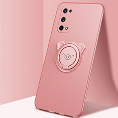 Funda Silicona Carcasa Ultrafina Goma con Magnetico Anillo de dedo Soporte A01 para Realme X7 5G Oro Rosa