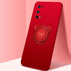 Funda Silicona Carcasa Ultrafina Goma con Magnetico Anillo de dedo Soporte A01 para Realme X7 5G Rojo