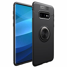 Funda Silicona Carcasa Ultrafina Goma con Magnetico Anillo de dedo Soporte A01 para Samsung Galaxy S10 5G Negro