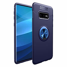 Funda Silicona Carcasa Ultrafina Goma con Magnetico Anillo de dedo Soporte A01 para Samsung Galaxy S10 Azul