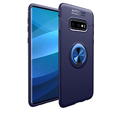 Funda Silicona Carcasa Ultrafina Goma con Magnetico Anillo de dedo Soporte A01 para Samsung Galaxy S10e Azul
