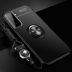Funda Silicona Carcasa Ultrafina Goma con Magnetico Anillo de dedo Soporte A01 para Samsung Galaxy S21 FE 5G Negro