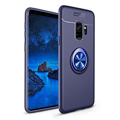 Funda Silicona Carcasa Ultrafina Goma con Magnetico Anillo de dedo Soporte A01 para Samsung Galaxy S9 Azul