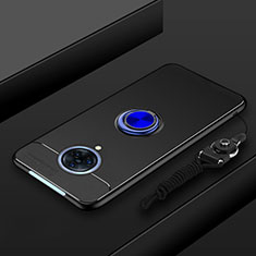 Funda Silicona Carcasa Ultrafina Goma con Magnetico Anillo de dedo Soporte A01 para Vivo Nex 3S Azul y Negro