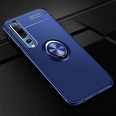 Funda Silicona Carcasa Ultrafina Goma con Magnetico Anillo de dedo Soporte A01 para Xiaomi Mi 10 Azul