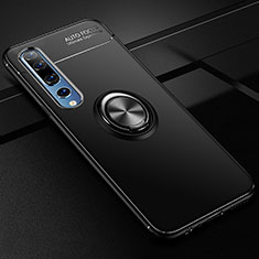 Funda Silicona Carcasa Ultrafina Goma con Magnetico Anillo de dedo Soporte A01 para Xiaomi Mi 10 Negro
