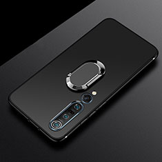 Funda Silicona Carcasa Ultrafina Goma con Magnetico Anillo de dedo Soporte A01 para Xiaomi Mi 10 Pro Negro