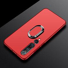 Funda Silicona Carcasa Ultrafina Goma con Magnetico Anillo de dedo Soporte A01 para Xiaomi Mi 10 Pro Rojo