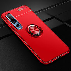 Funda Silicona Carcasa Ultrafina Goma con Magnetico Anillo de dedo Soporte A01 para Xiaomi Mi 10 Rojo