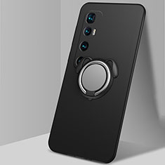 Funda Silicona Carcasa Ultrafina Goma con Magnetico Anillo de dedo Soporte A01 para Xiaomi Mi 10 Ultra Negro