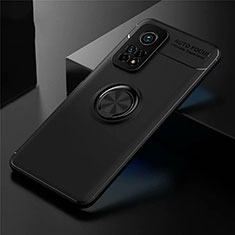 Funda Silicona Carcasa Ultrafina Goma con Magnetico Anillo de dedo Soporte A01 para Xiaomi Mi 10T 5G Negro