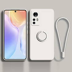 Funda Silicona Carcasa Ultrafina Goma con Magnetico Anillo de dedo Soporte A01 para Xiaomi Mi 12 Pro 5G Blanco