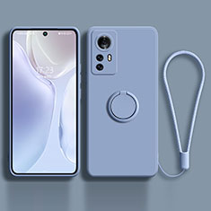 Funda Silicona Carcasa Ultrafina Goma con Magnetico Anillo de dedo Soporte A01 para Xiaomi Mi 12 Pro 5G Gris Lavanda