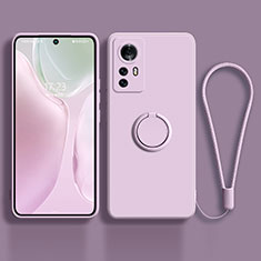 Funda Silicona Carcasa Ultrafina Goma con Magnetico Anillo de dedo Soporte A01 para Xiaomi Mi 12 Pro 5G Purpura Claro