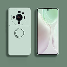 Funda Silicona Carcasa Ultrafina Goma con Magnetico Anillo de dedo Soporte A01 para Xiaomi Mi 12 Ultra 5G Menta Verde