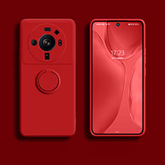 Funda Silicona Carcasa Ultrafina Goma con Magnetico Anillo de dedo Soporte A01 para Xiaomi Mi 12S Ultra 5G Rojo