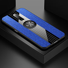 Funda Silicona Carcasa Ultrafina Goma con Magnetico Anillo de dedo Soporte A01 para Xiaomi Poco X2 Azul
