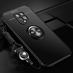 Funda Silicona Carcasa Ultrafina Goma con Magnetico Anillo de dedo Soporte A01 para Xiaomi Redmi 10X 5G Negro