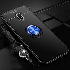 Funda Silicona Carcasa Ultrafina Goma con Magnetico Anillo de dedo Soporte A01 para Xiaomi Redmi 8A Azul y Negro