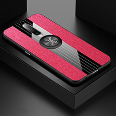 Funda Silicona Carcasa Ultrafina Goma con Magnetico Anillo de dedo Soporte A01 para Xiaomi Redmi K30 4G Rosa Roja