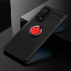 Funda Silicona Carcasa Ultrafina Goma con Magnetico Anillo de dedo Soporte A01 para Xiaomi Redmi K30S 5G Rojo y Negro