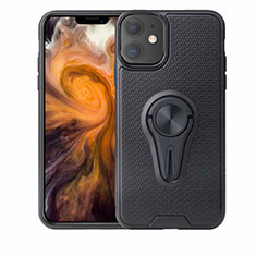 Funda Silicona Carcasa Ultrafina Goma con Magnetico Anillo de dedo Soporte A02 para Apple iPhone 11 Negro