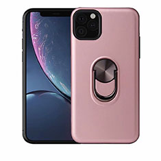 Funda Silicona Carcasa Ultrafina Goma con Magnetico Anillo de dedo Soporte A02 para Apple iPhone 11 Pro Oro Rosa
