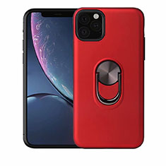 Funda Silicona Carcasa Ultrafina Goma con Magnetico Anillo de dedo Soporte A02 para Apple iPhone 11 Pro Rojo