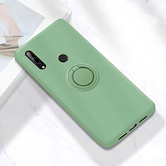 Funda Silicona Carcasa Ultrafina Goma con Magnetico Anillo de dedo Soporte A02 para Huawei Enjoy 10 Plus Cian