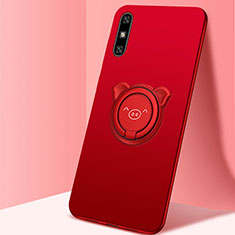 Funda Silicona Carcasa Ultrafina Goma con Magnetico Anillo de dedo Soporte A02 para Huawei Enjoy 10e Rojo