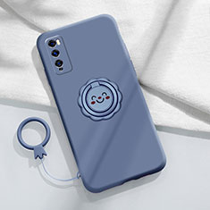 Funda Silicona Carcasa Ultrafina Goma con Magnetico Anillo de dedo Soporte A02 para Huawei Enjoy 20 Pro 5G Gris